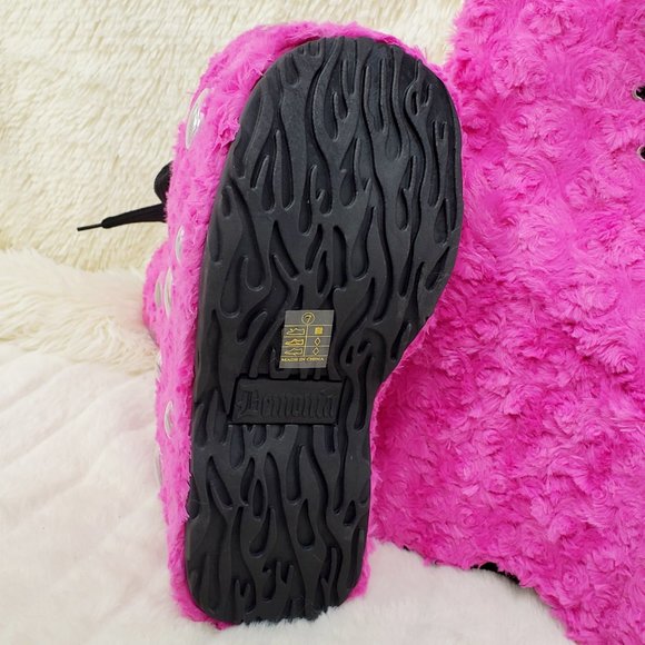Hot Pink Furry Platform Monster Punk Ankle Boots - Picture 10 of 10